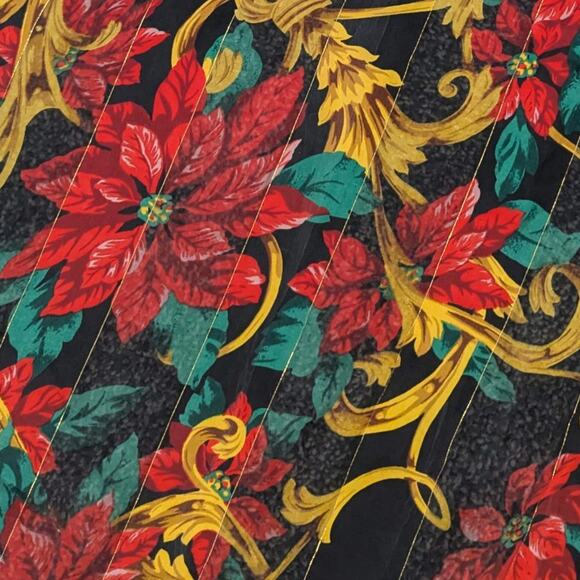 Basha Christmas Poinsettia Silk Scarf 36" x 36" square - Picture 2 of 5